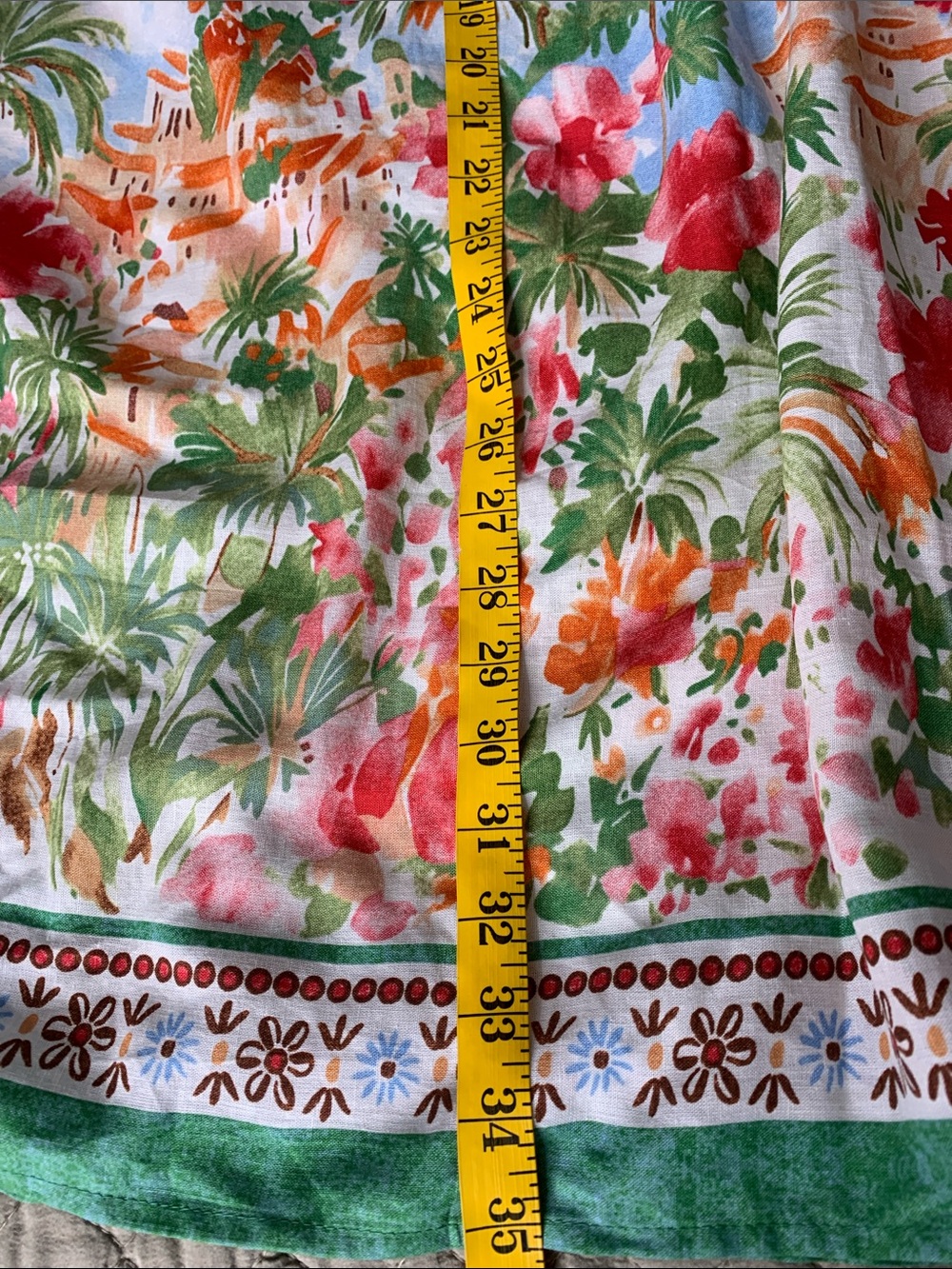 Calypso St. Barth Linen Blend Blue Midi Skirt Tropical Floral resort Beach L - Picture 10 of 10